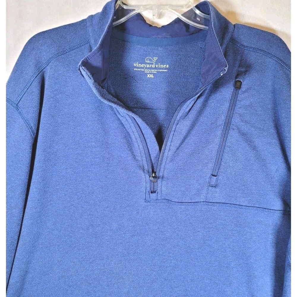 Vineyard Vines Grid Fleece Quarter Zip Pullover Jacket Mens Size XXL Blue